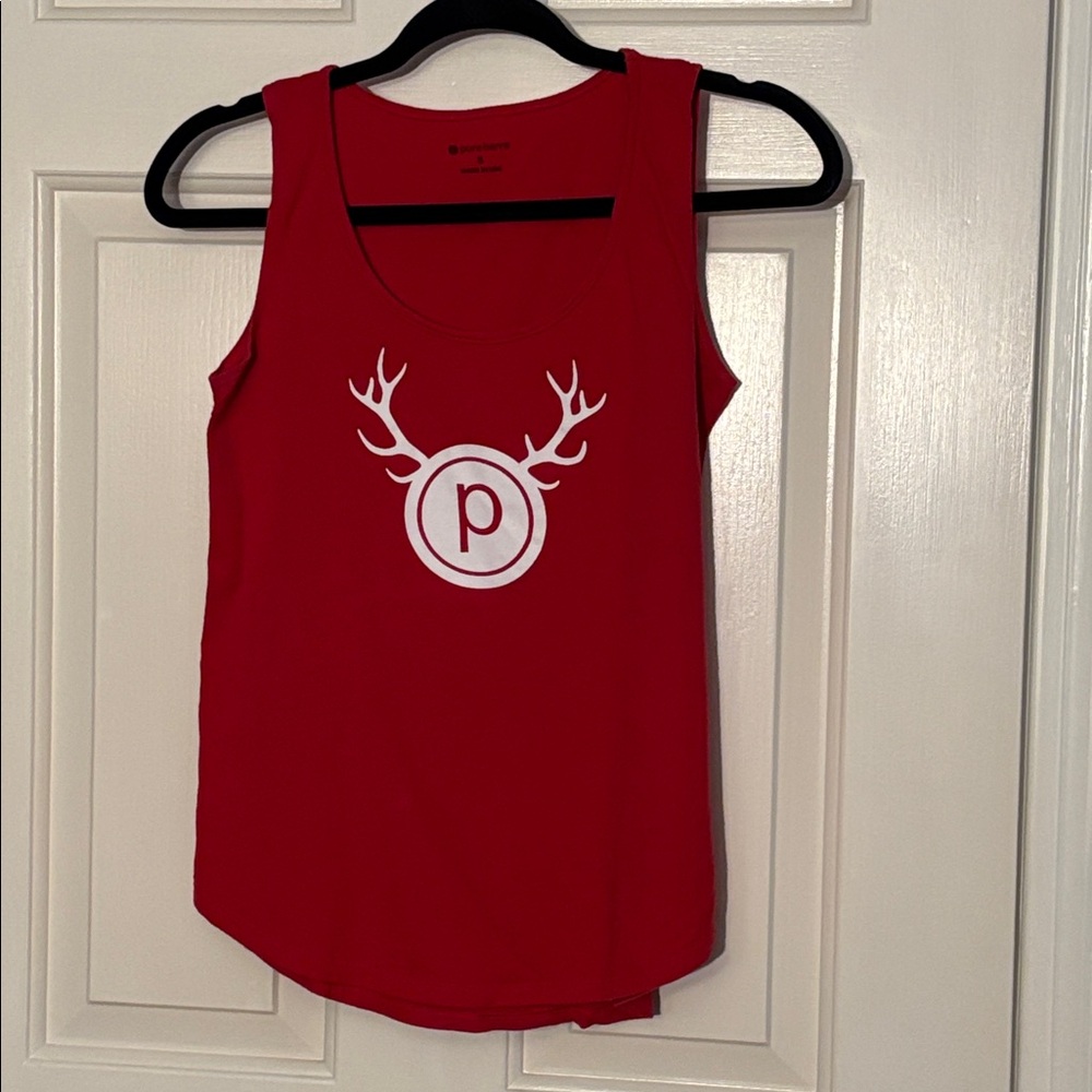 Red Pure Barre Tank Top with Antler Design